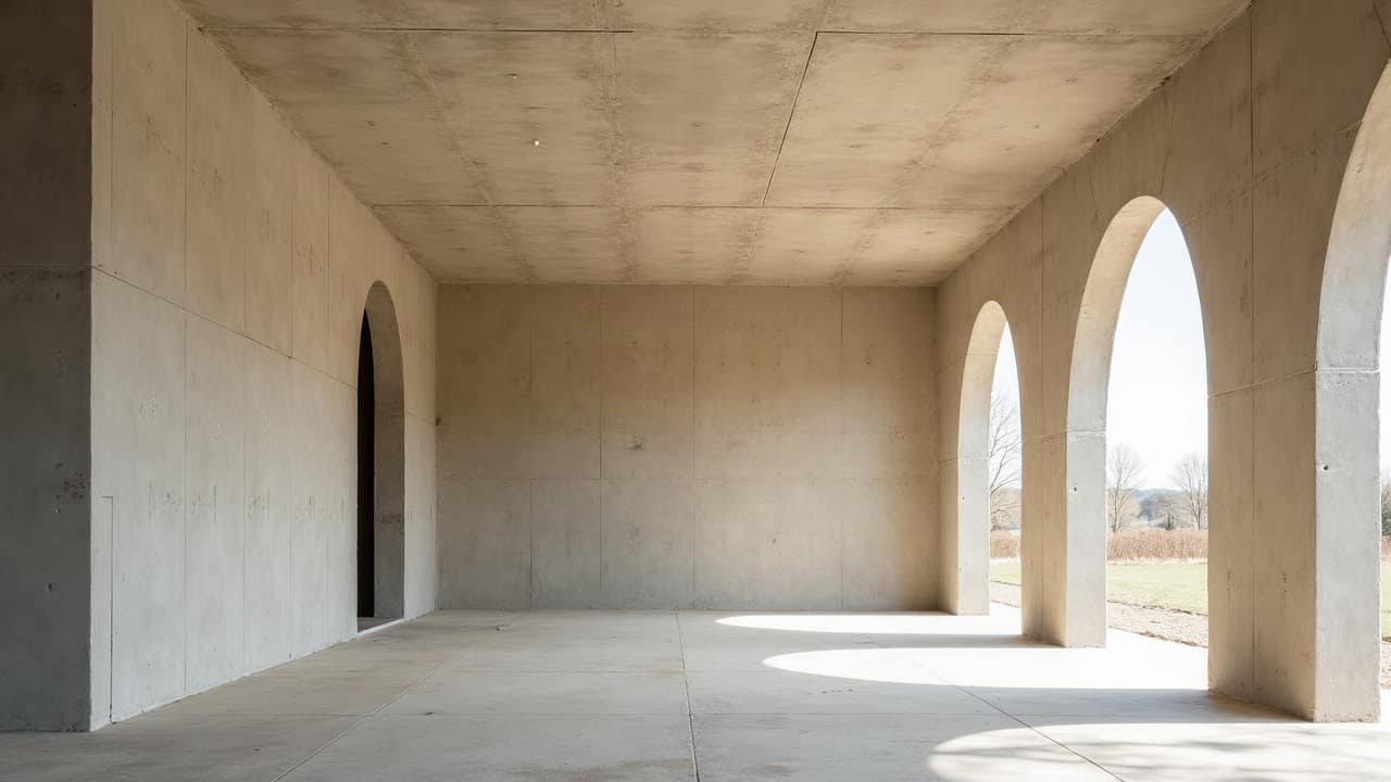 Plafond de pièce rénové, propre et uni après désamiantage, lumière naturelle douce, aucune personne visible